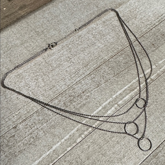 925 sterling silver great shape unique intertwining circle hoop chain necklace - Picture 3 of 7